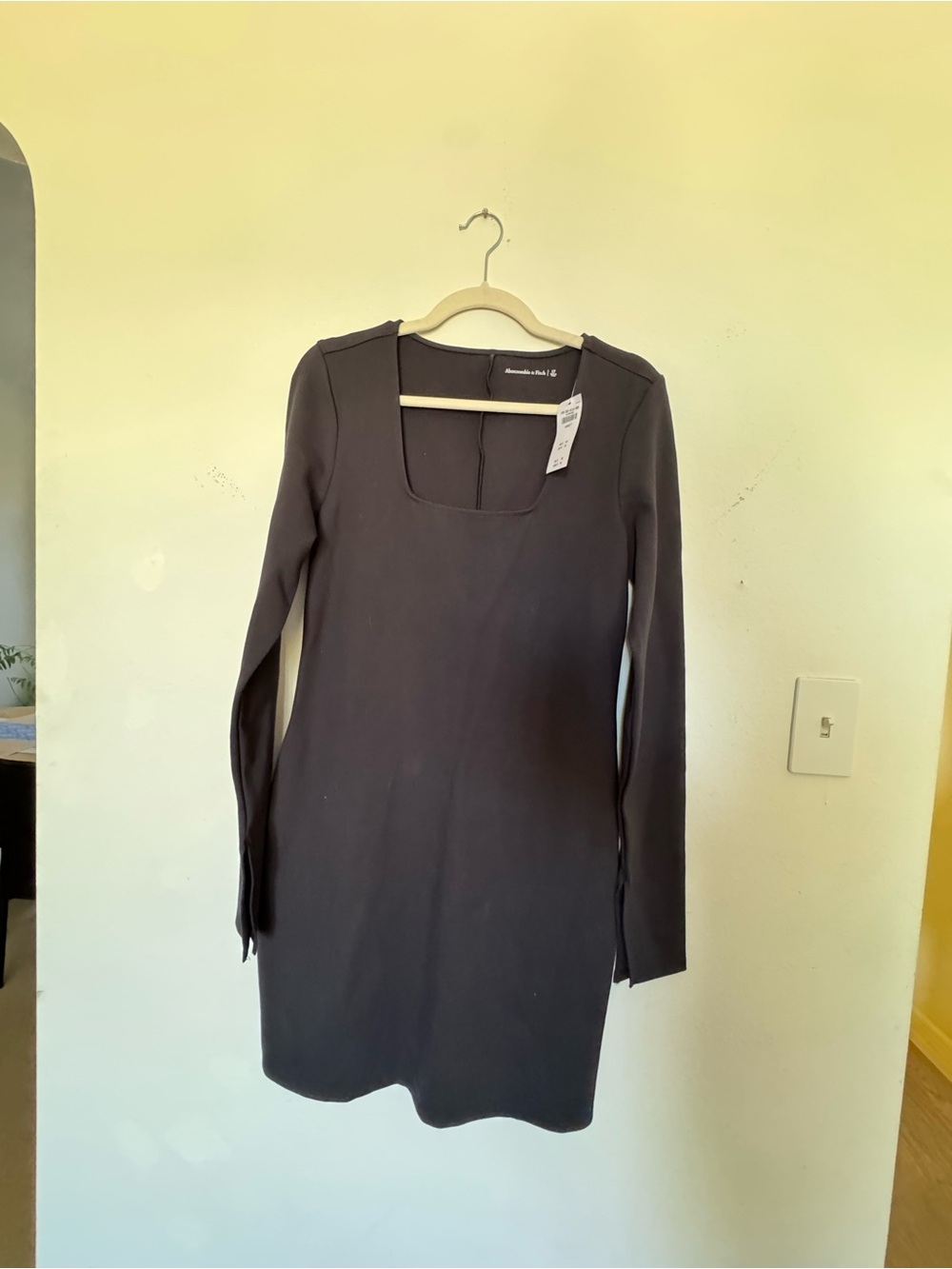 Abercrombie Classic Long-Sleeve Black Square-Neck Dress